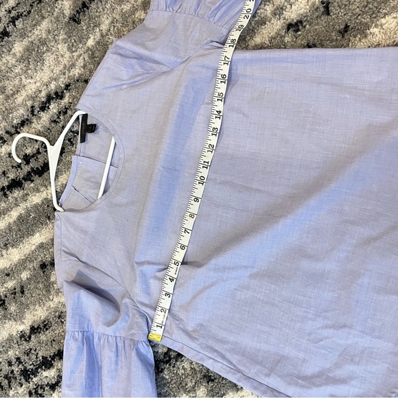 J. Crew Button Back Blue Bell Sleeve Cotton Top Small 4 - Picture 8 of 9